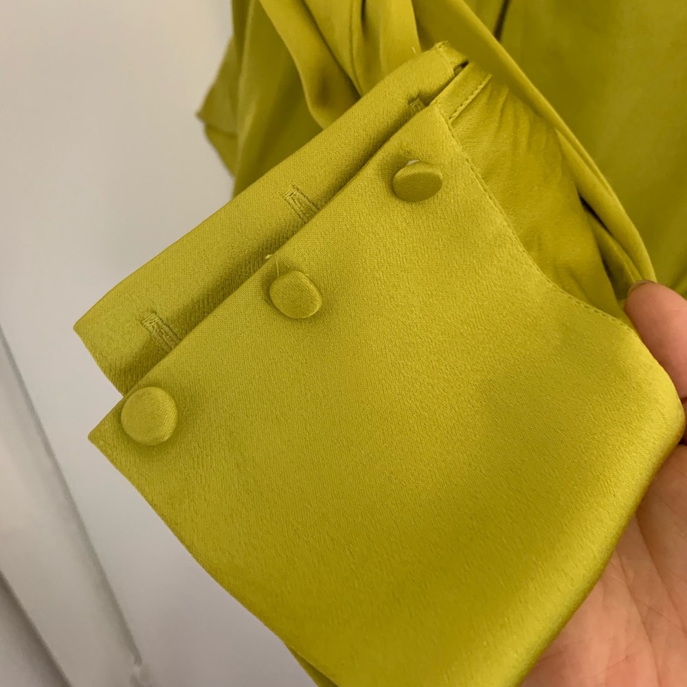 Zara Chartreuse Ruffle Blouse - Picture 5 of 6